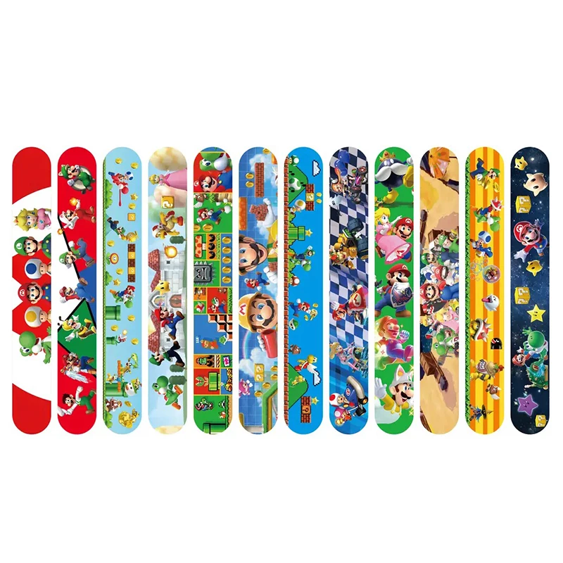 Mario Bros Sonic The Hedgehog Wrist Strap Children Clap Ring Slap Bracelets Kids Snapping Rings Toy Birthday Gift Party Product