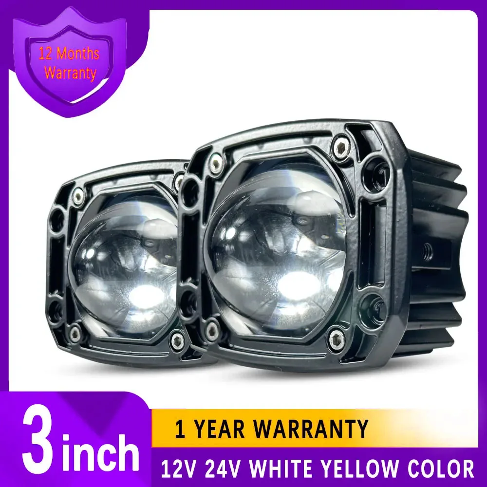 

3 Inch Led Spot Truck Fog Lights Spotlights Lights Modified Work Lights Car 8D Dual Color Fog Lights Pickup SUV Bar Accessories