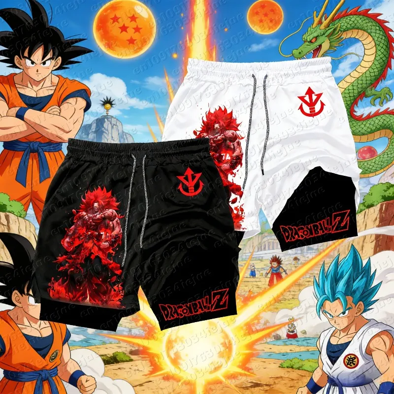 

Dragon Ball Anime GOKU Peripheral Printed Double Layer Shorts 2026 Latest Spring and Summer Sports Men's Loose Breathable Pants