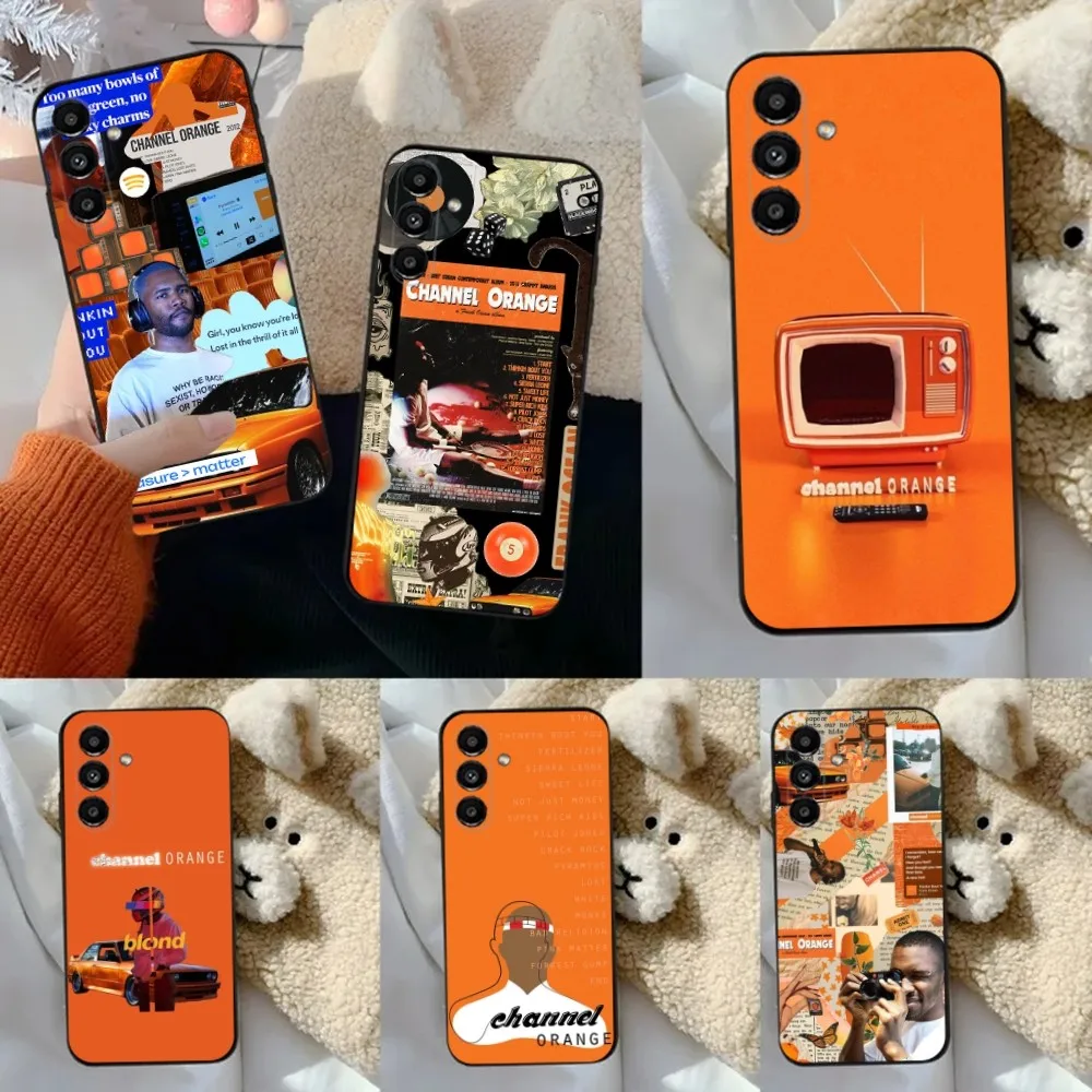 F-Frank Channel Orange Phone Case For Samsung S24,23,22,30,21,10,9,Ultra,Plus,Lite,FE,5G Black Soft Case