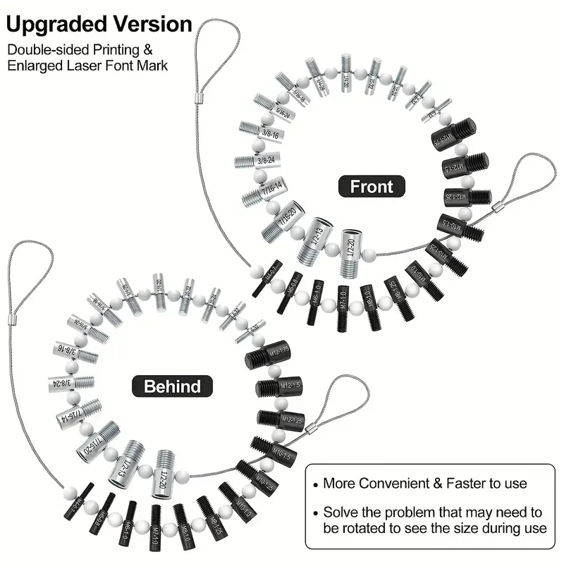 

Nut And Bolt Thread Checker Inch And Metric 26 Male/female Gauges Stainless Steel Thread Checker