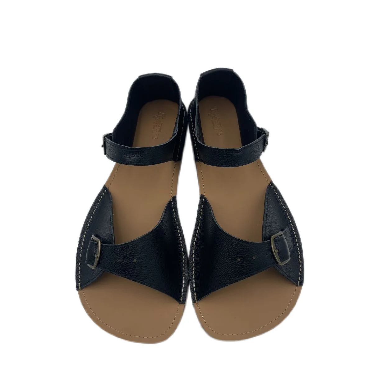 Tipsietoes neue 2024 Sommer Barfuß Echt leder flache Sandalen Frauen mit weicher Sohle Zero Drop breitere Zehen Box leicht