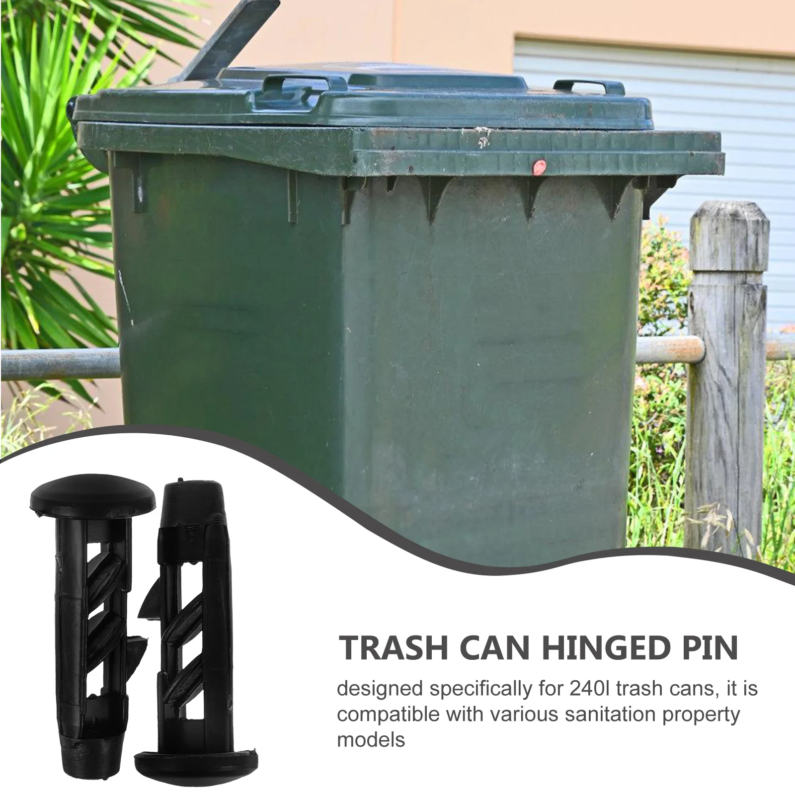 5 Pcs Trash Can Accessories Bin Buckles Black Outdoor Dustbin Cover Link Bolts Plastic Trashcan Lid Latches Plugs Bins