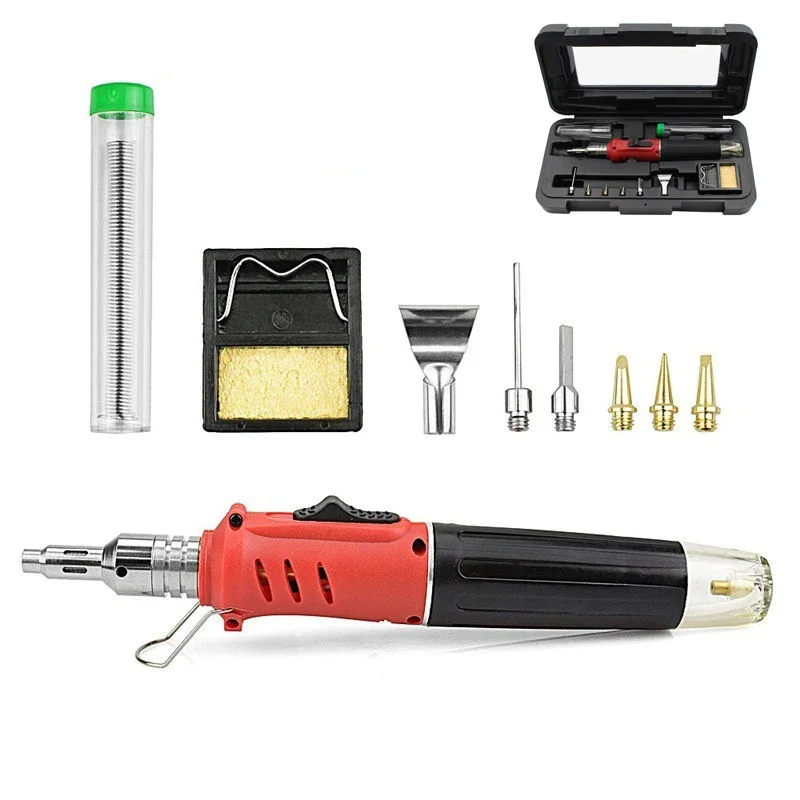 10 in 1 Gas Soldering Iron Set Professional Welding Torch Pen Kit Multifunctional Butane Tip Blow Burner Welding Repair Tools