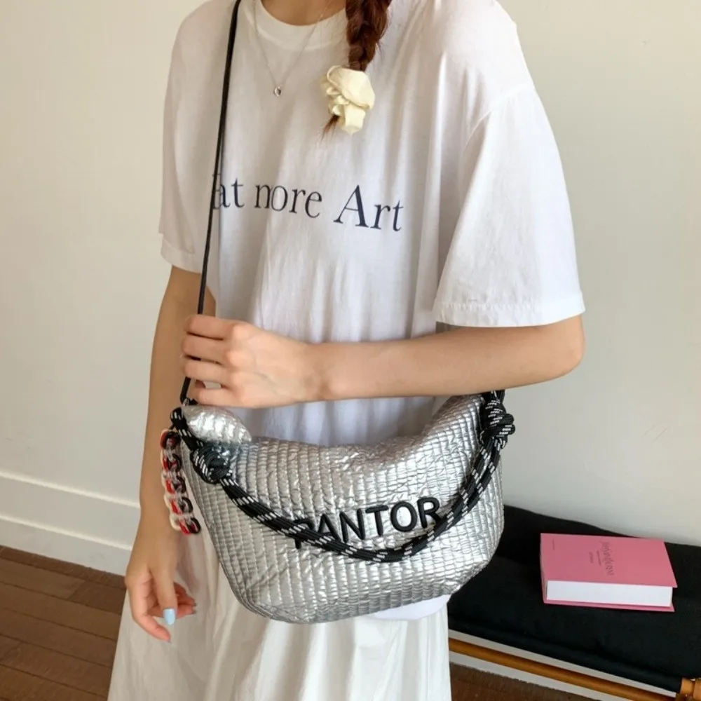 

Fashion Korean Letter Shoulder Bag Versatile Stylish Hobo Crossbody Bag Adjustable Strap Zipper Women's Handbag Ladies