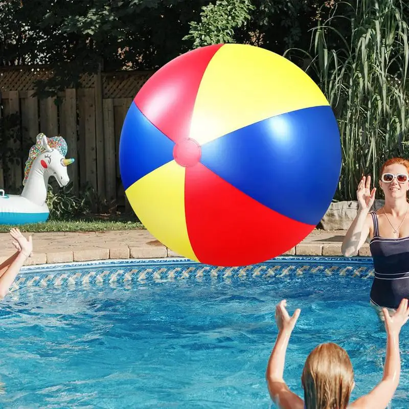 Strandbälle, große aufblasbare Poolbälle, Regenbogenfarben, aufblasbarer Ball, Sommerwasserspielzeug, bunt, aufblasbar, groß für das Sommerspiel