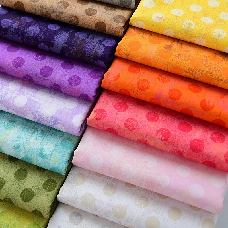 Sewing By - Vintage Distressed Polka Dot Cotton Fabric