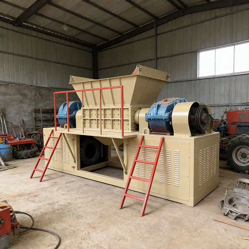 Customized Mobile Tire Shredder Machine for Waste Tyre Recycling, Double Shaft Shredding Equipment Easy to Move and Operate