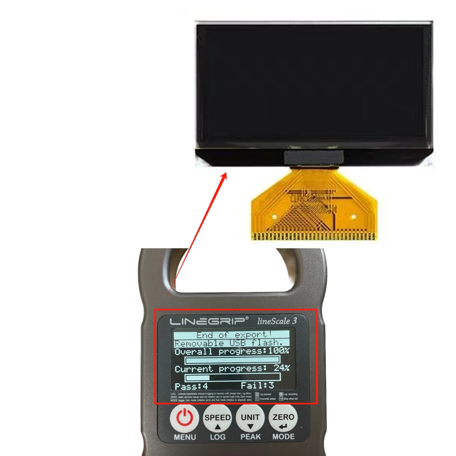 Premium OLED  LCD Display Screen Replacement for LineScale 3 / 3i Load Cell Dynamometer Repair Part (Soldering Required)