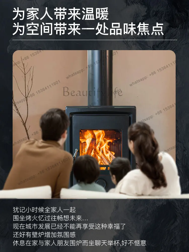 Embedded real fire fireplace European retro home villa wood-burning heating stove