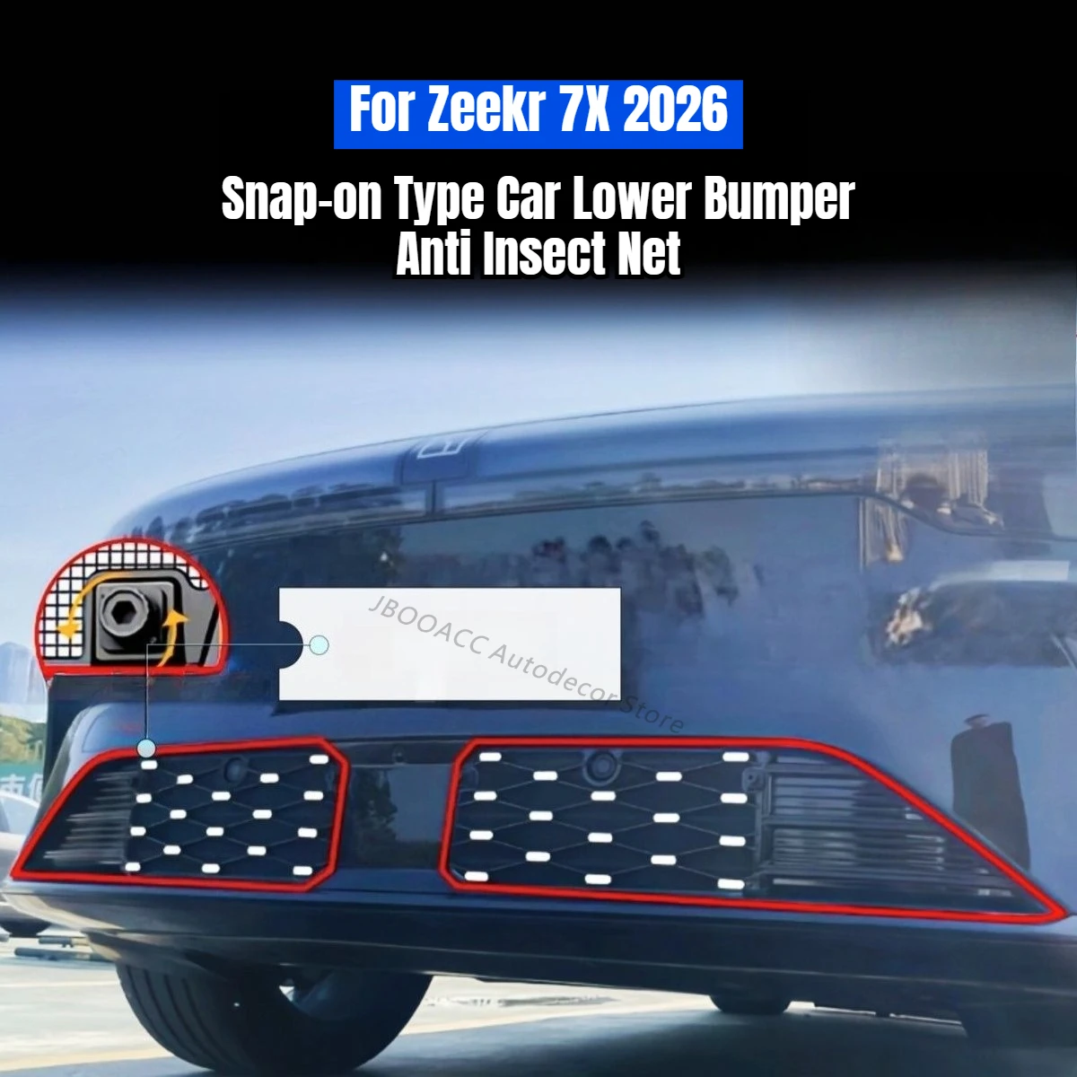 

For Geely Zeekr 7X 2026 Front Bumper Lower Anti-Insect Net Grille Protective Mesh Dustproof Guards EV Car Exterior Accessories