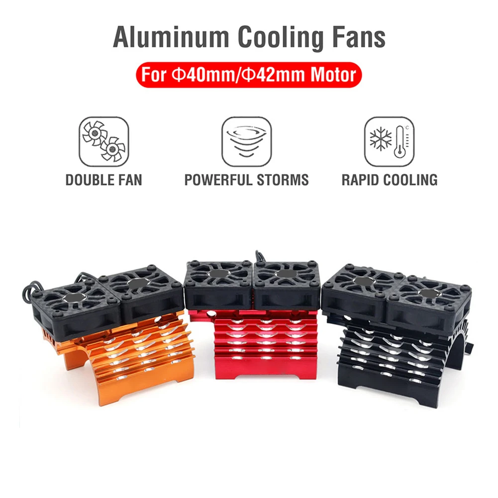 1PCS Aluminum Alloy Dual-Fan Heatsink With Carbon Fiber Shroud 8.4V 27000RPM Cooling System For 40mm/42mm Brushless Motors