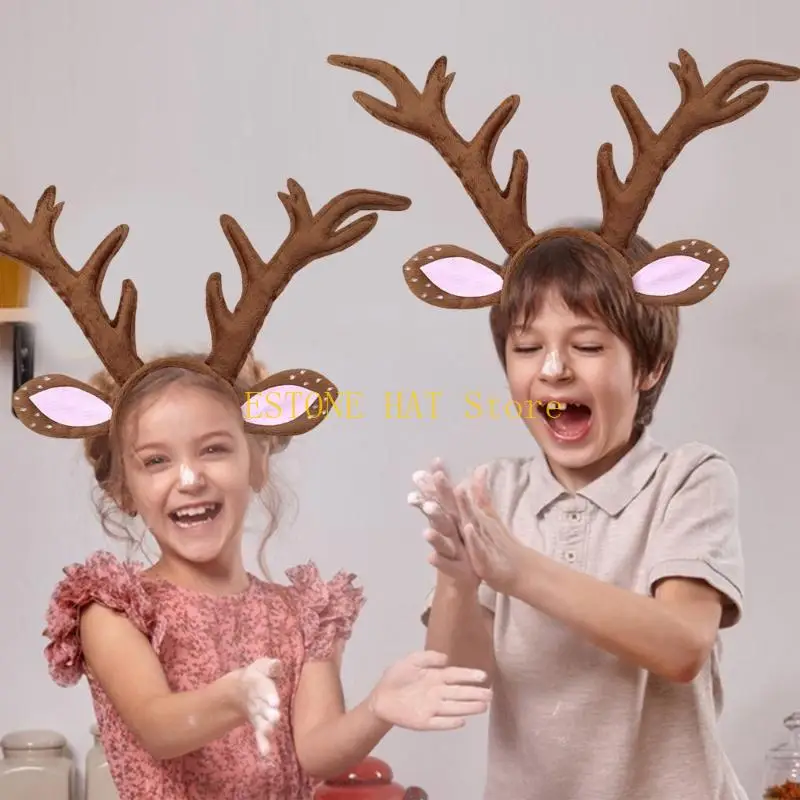 

49MF Sweet Christmas Live Broadcast Hairband Women Students Photoshoots Hairband Reindeer Antler Photography Headbands