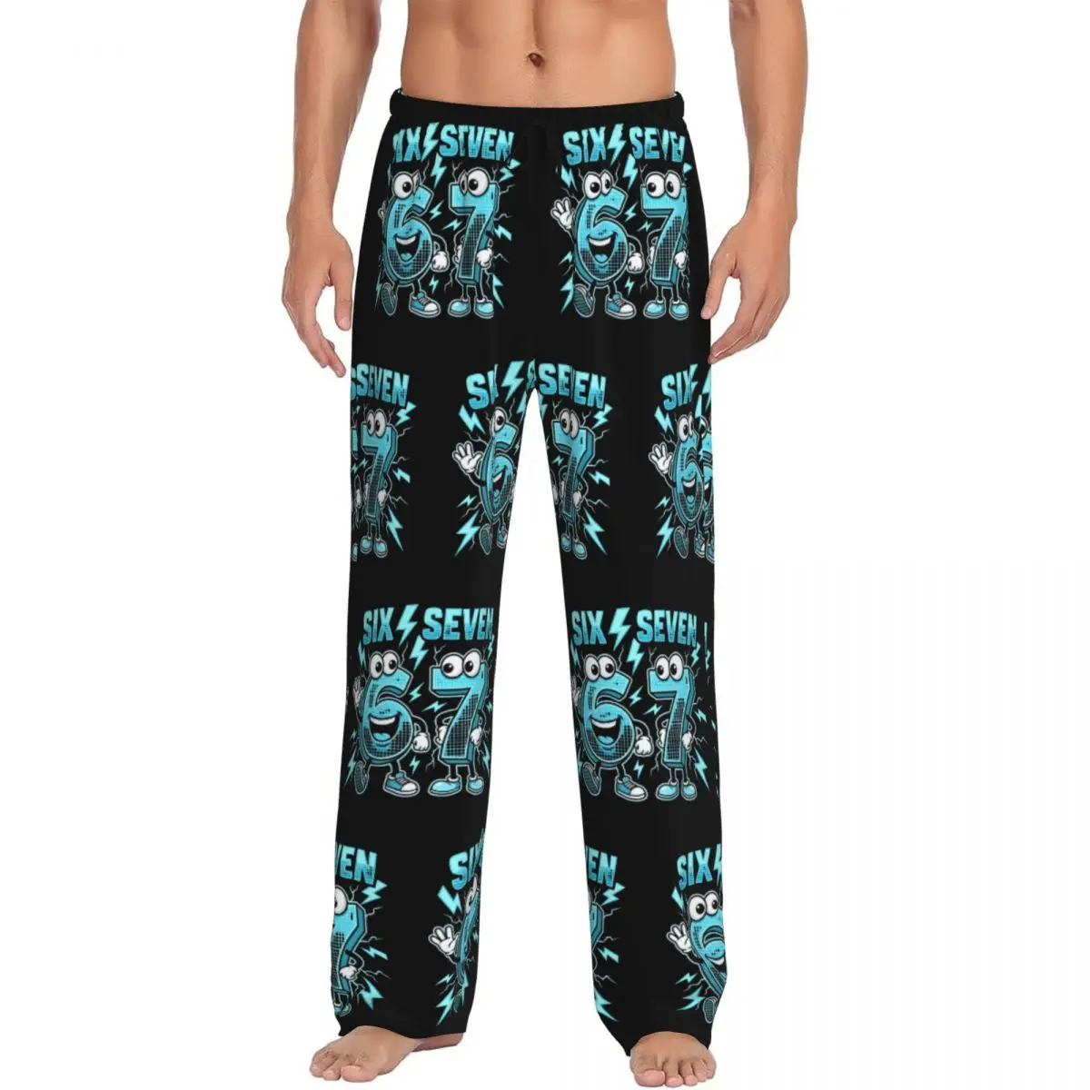Custom 67 Six Seven Brainrot Pajama Pants Sleepwear Men's Elastic Waistband Meme Sleep Lounge Bottoms with Pockets