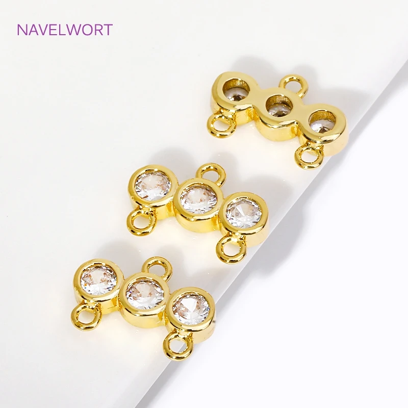 18K Gold Plated Necklace End Connectors,Layering Clasps,with Zircon 2 Strand Connect Clasps For DIY Jewelry Making Accessories