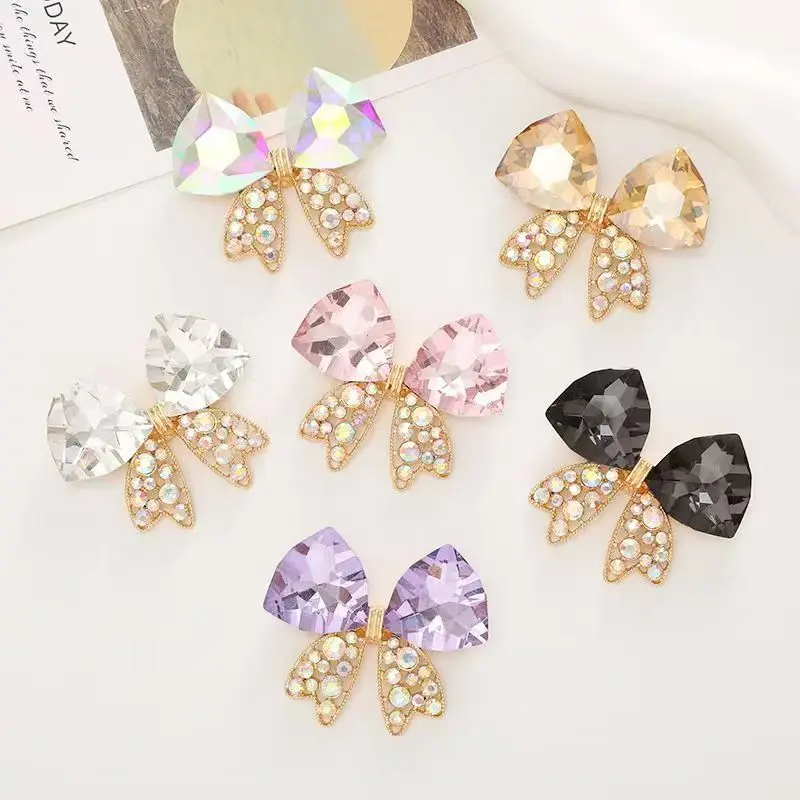 Two [Best-selling] crystal alloy bow hair accessories with a size of 4.5cm×5cm, featuring high-quality craftsmanship and being h