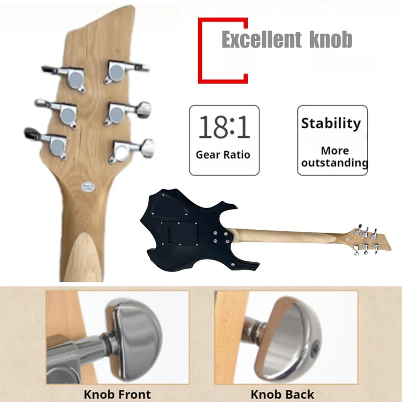 سلسلة جيتار كهربائي على شكل لهب 24 فريتس خشب الورد خشب القيقب نمط روك مزدوج كوتاواي خفيف الوزن للبالغين نغمة متعددة الاستخدامات #4