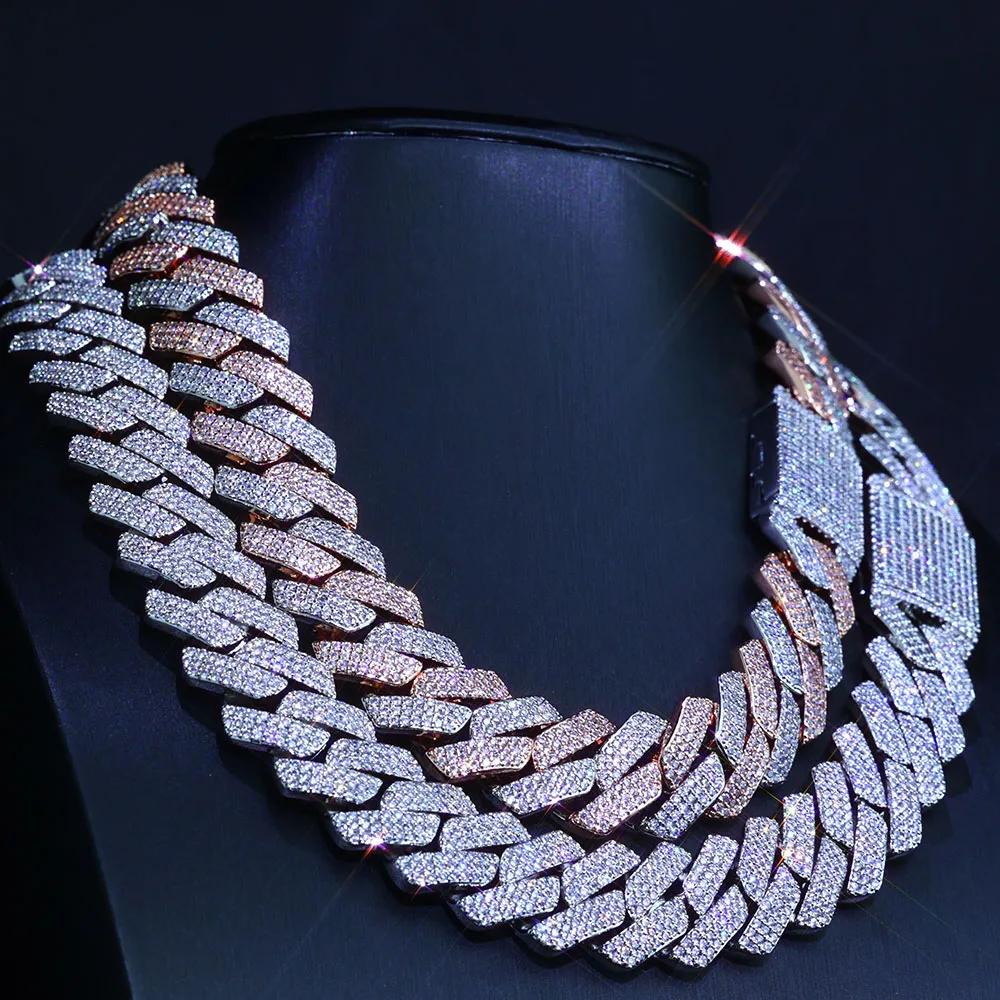 

2026NUOYA 20MM Width Iced 5A CZ Miami Cuban Necklace Hip Hop Rapper Two Color Cuban Link Chain Chrismas Jewelry Gift