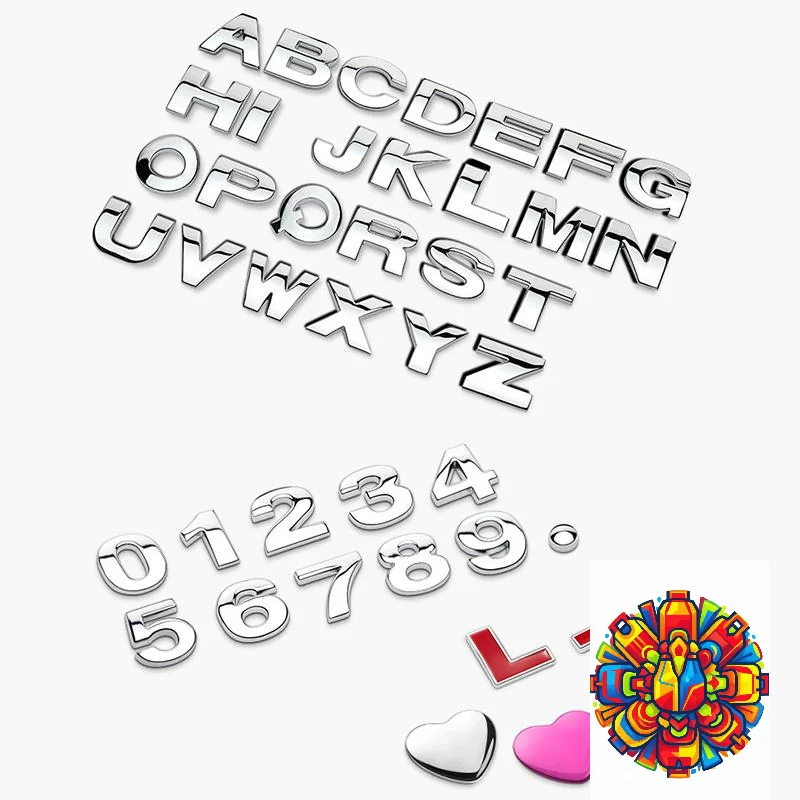 3D Zinc Alloy Car Stickers DIY Custom Alphabet Emblem Numbers Chrome Waterproof for Auto Exterior Decor Motorcycle Laptop
