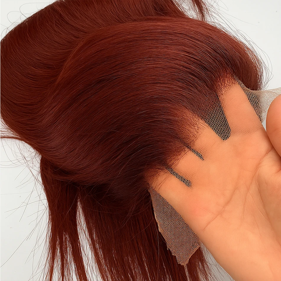 

Reddish Brown Lace Front Wig Human Hair 13x4 Bone Straight HD Transparent Lace Frontal Wigs Pre Plucked Brazilian Colored Wig