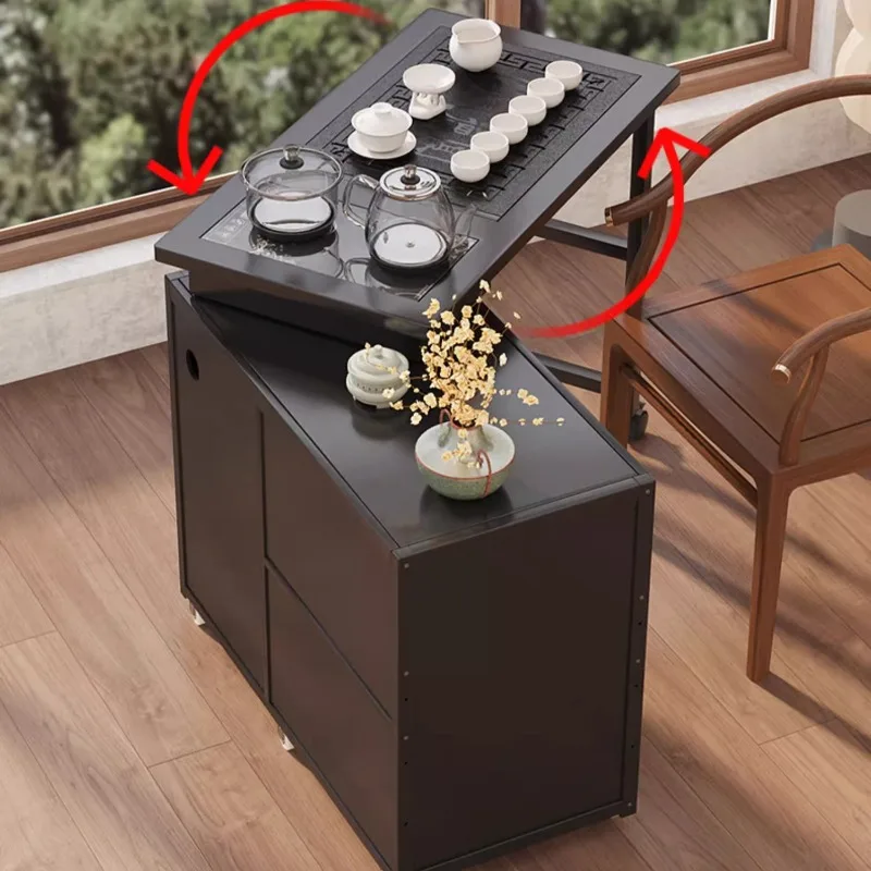 High-End Rotating Table Small Home Cart Adjustable Mobile Tea Table Set for Living Room Modular Design