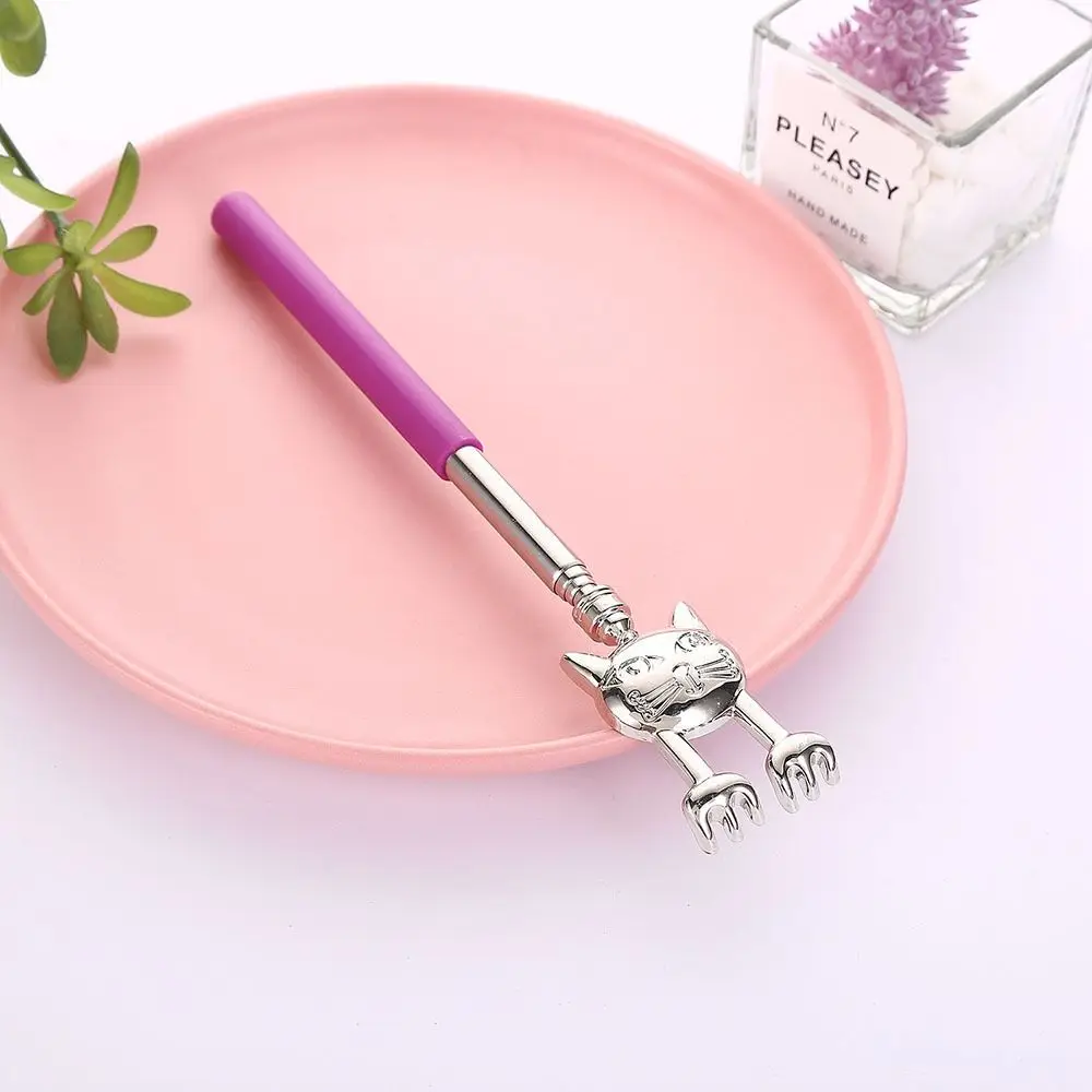 Stainless Steel Tickle Back Scratcher Scratching Cat Shape Retractable Massager Sturdy Relieve Itching Back Relaxation Massager