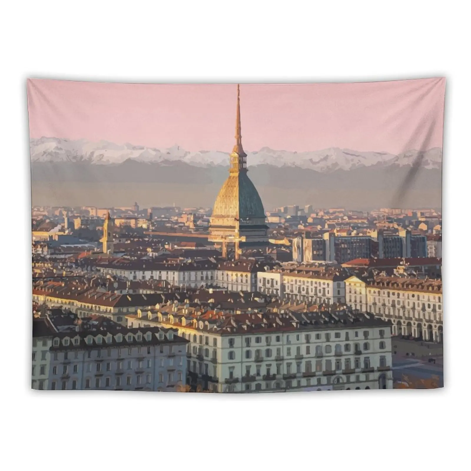 Turin, Italy Travel Illustration Tapestry Decor Home Wall Decor Decoration Room Wallpapers Home Decor Tapestry