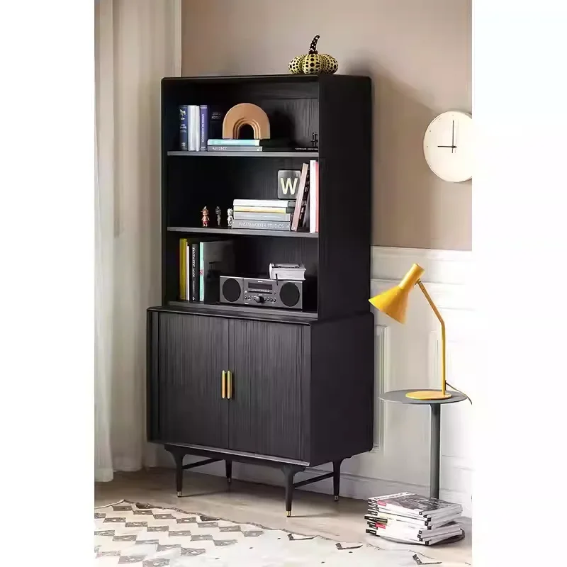 Nordic medieval industrial style solid wood oak organ door bookcase display case