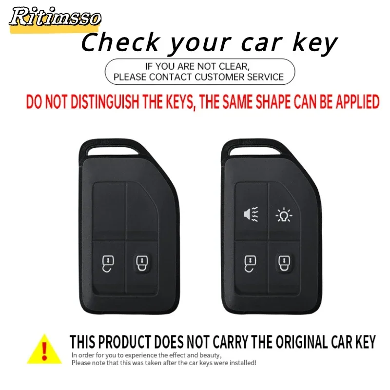 Zinc Alloy+ Leather Car Key Case Cover for Volvo FH16 CARGO 555 FM Heavy Truck 2 4 Button Remote Key Protection Shell Holder Bag