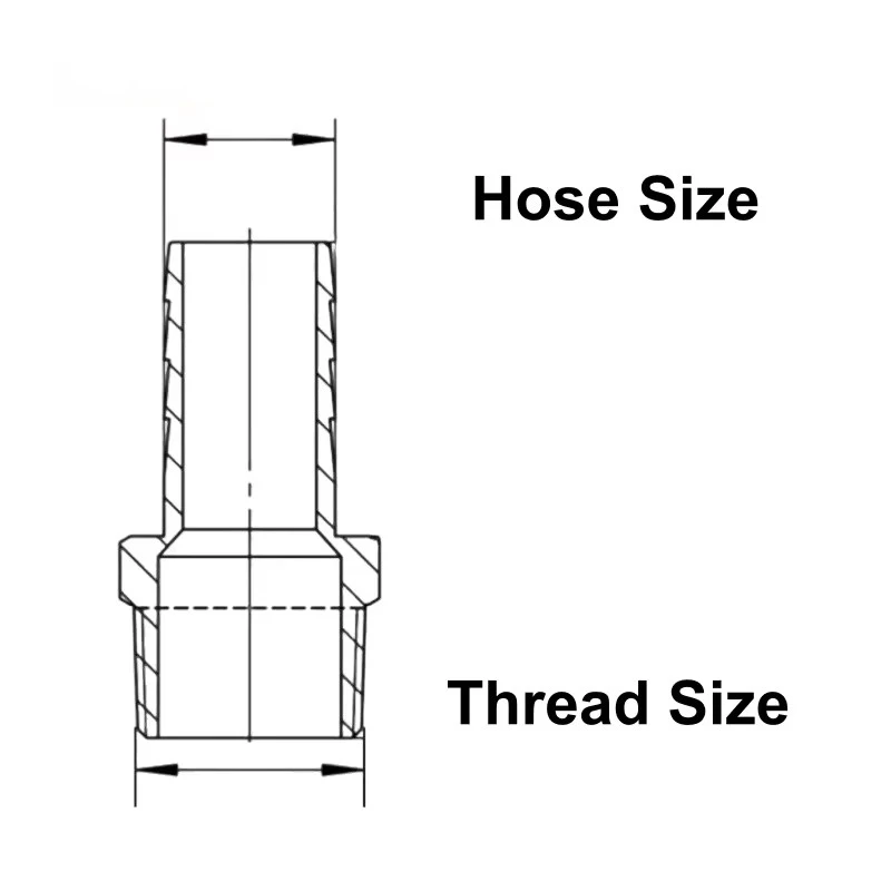 6 8 10 12 13 15 16 18 19 20 مللي متر 1/8 "1/4" 3/8 "1/2" 304 الفولاذ المقاوم للصدأ BSPT ذكر الموضوع بارب خرطوم معبد مشترك اقتران موصل