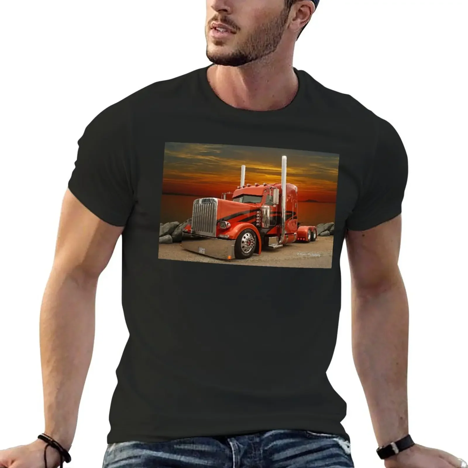 

Orange and Black Peterbilt T-Shirt Aesthetic clothing tops cute clothes blacks t shirts men