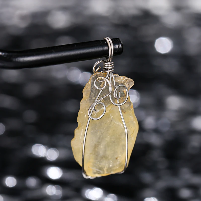 1 Pc Natural Stone Libyan Meteorite Wire Wrap Pendant Irregular Shape Charms For Jewelry Making Diy Necklace Bracelet Accessory image 4