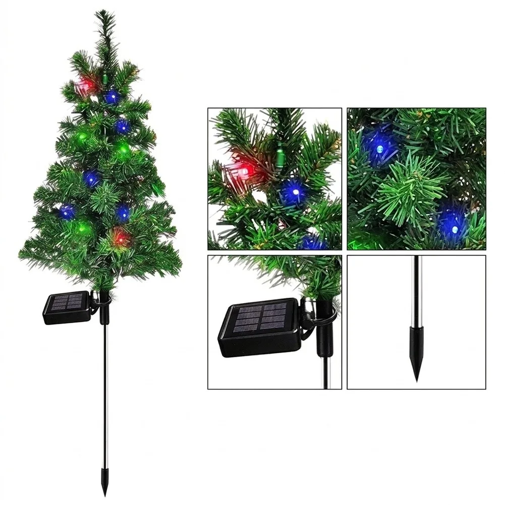 82cm Tall Solar Christmas Tree Garden Light Outdoor Waterproof Column Lamp Festive Holiday Decoration For Patio Driveway Yard