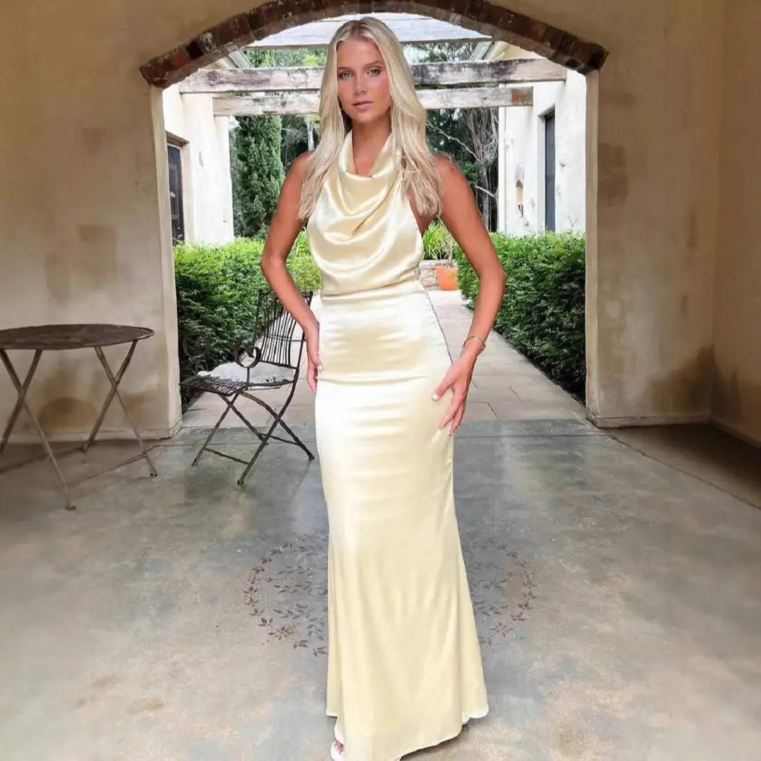 Elegant 2025 New Socialite Dress Long Dress with Swing Collar Satin Dress Slim Waist Slimming Mermaid Dress Women Elegant
