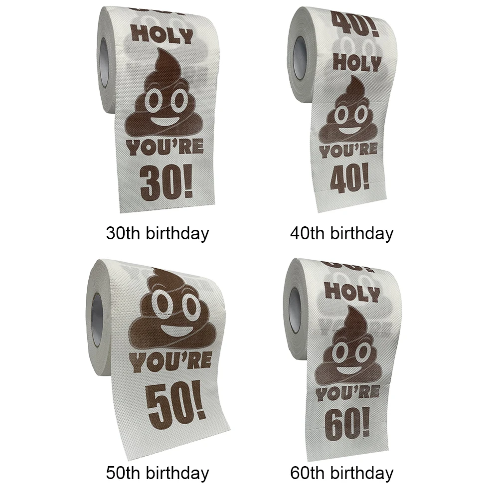 Poop Printed Happy Prank Toilet Paper Funny Toilet Paper 30st Birthday Decorations Toilet Paper Birthday Gifts for Women and Men