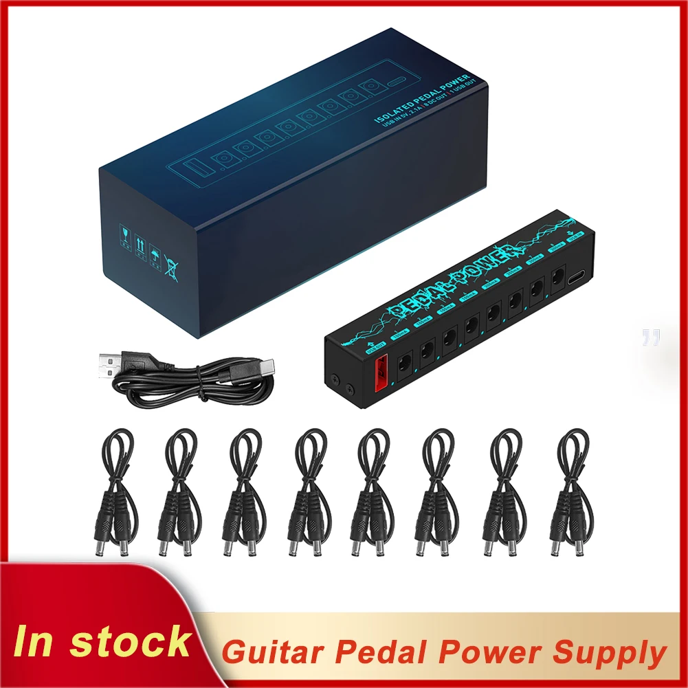 PW-1 Guitar Effector Pedal Power Supply 8 Isolated DC 9V Pedal Board With Short Circuit Overcurrent Protection 300mA/100mA