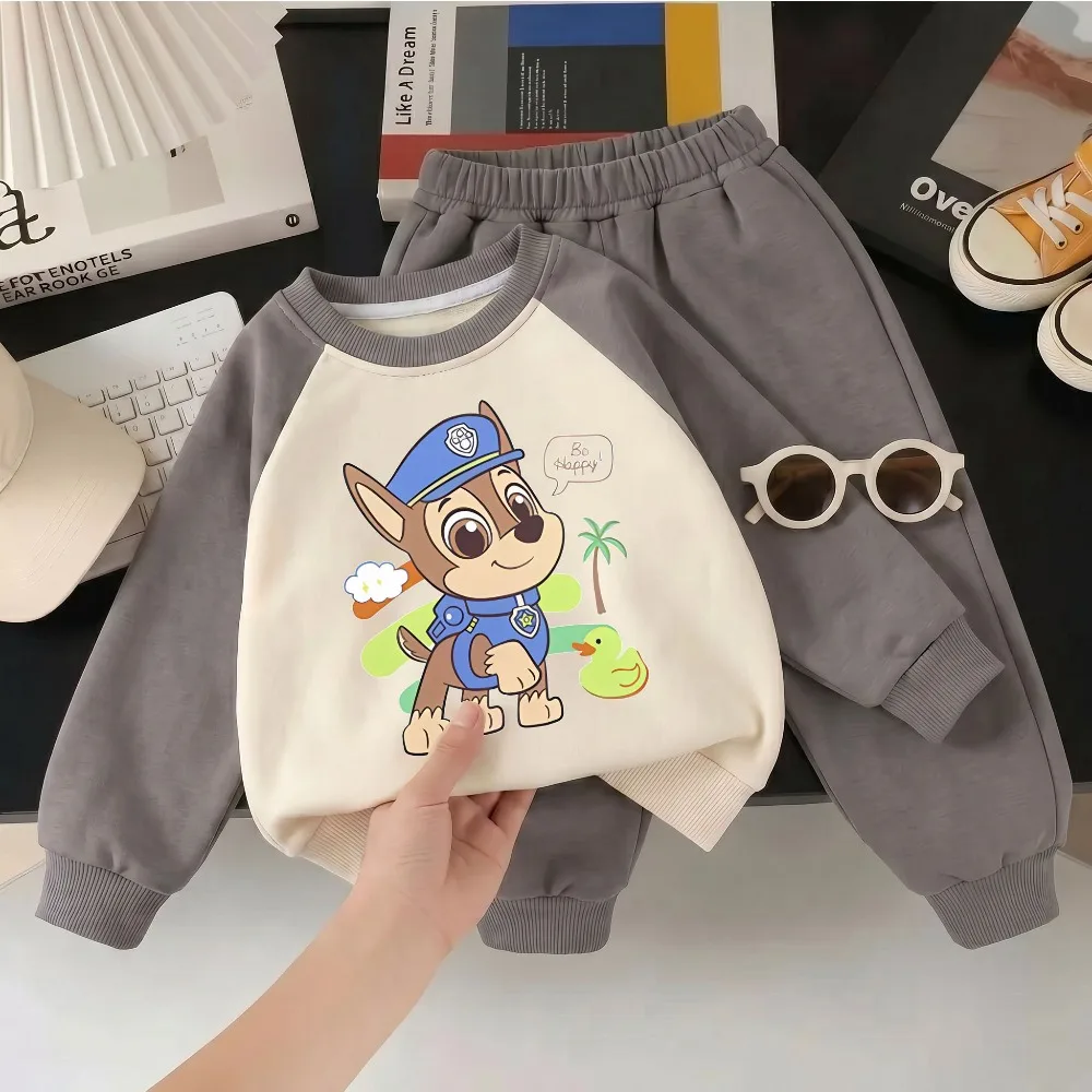 Long Sleeve Clothes Sets Boys Casual Sweatshirt + Long Pants 2piece Kids Spliced Sweatsuits Children's Tracksuit Hoodies Sets 4
