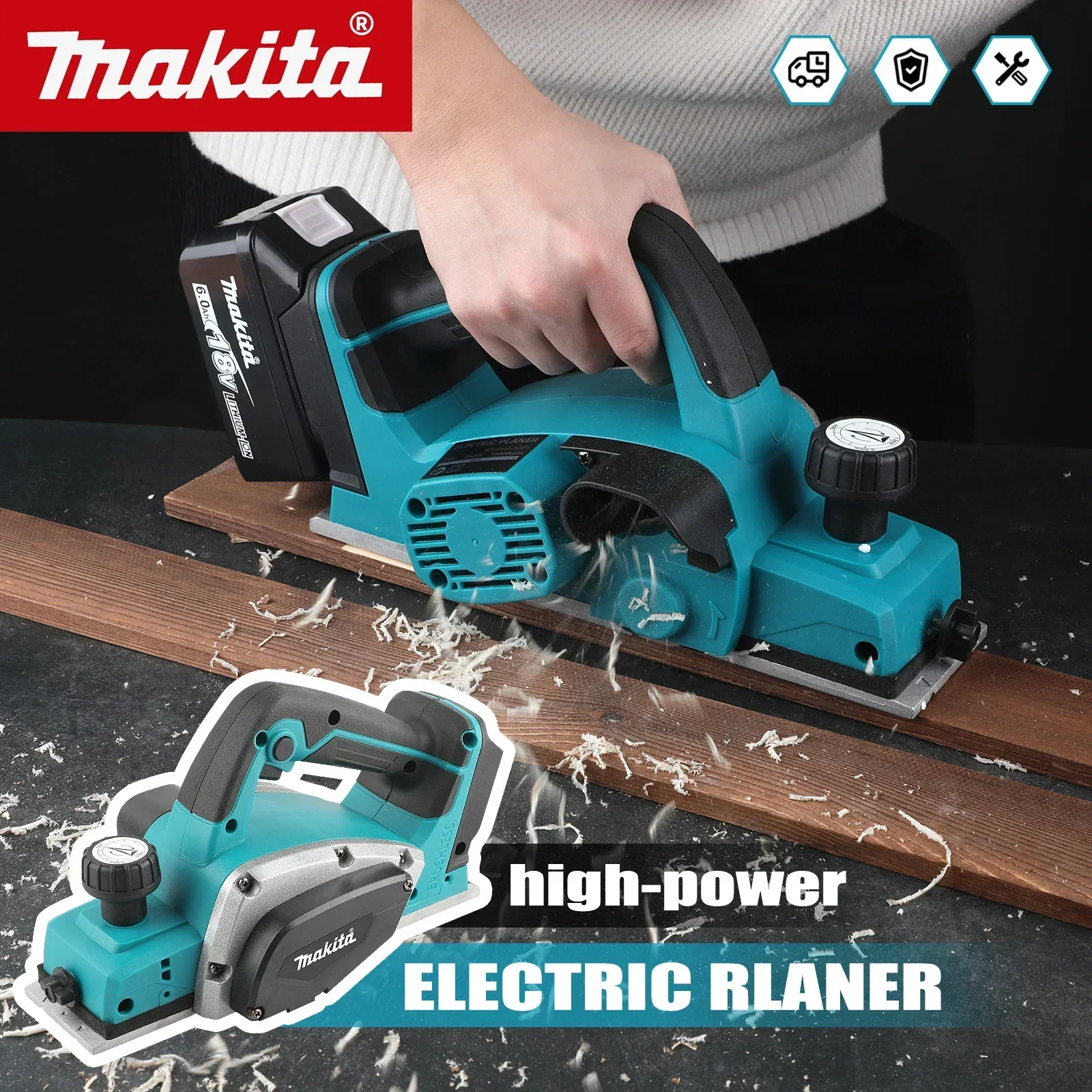 New 2025 Makita Electric Planer - Household Handheld Woodworking Planer - Multi functional Electric Tool with Polishing Function