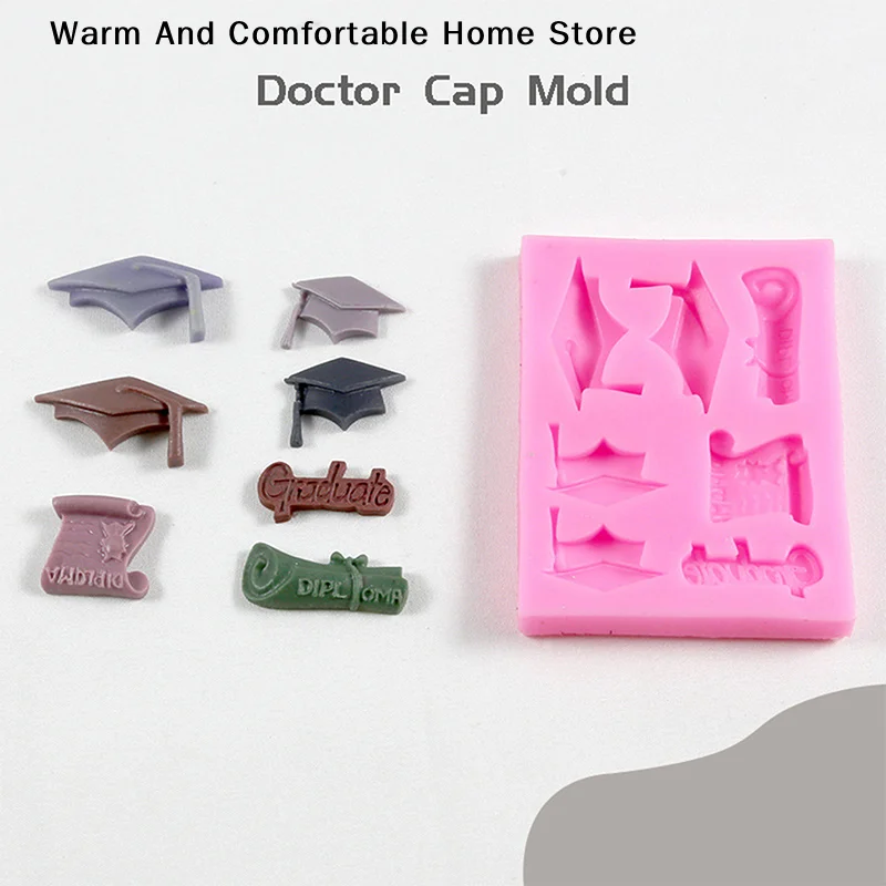 DIY Graduation Doctor Hat Shape Fondant Sugarcraft Silicone Mould Cake Decoration Tools Chocolate Polymer Clay Mold Baking