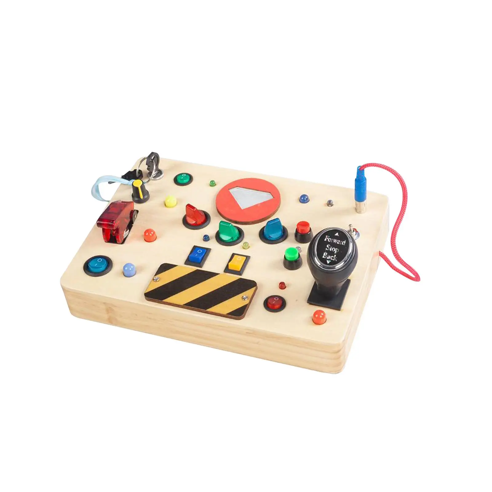 LED Switch Board Practical Skill Wood Busy Board Sensory Toy for Boys Girls