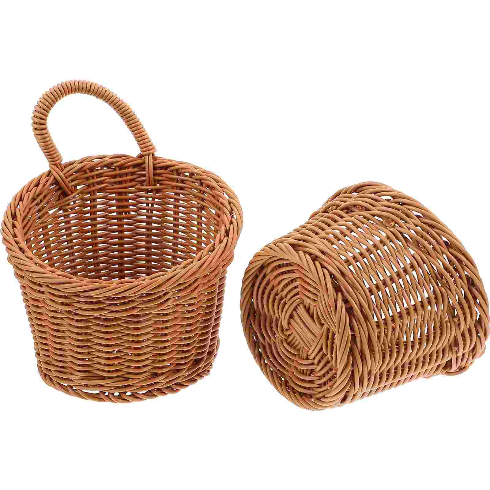 

2 Pcs Baskets Wall Hanging Storage Flower Garlic Small Vegetable Woven Kitchen Holder