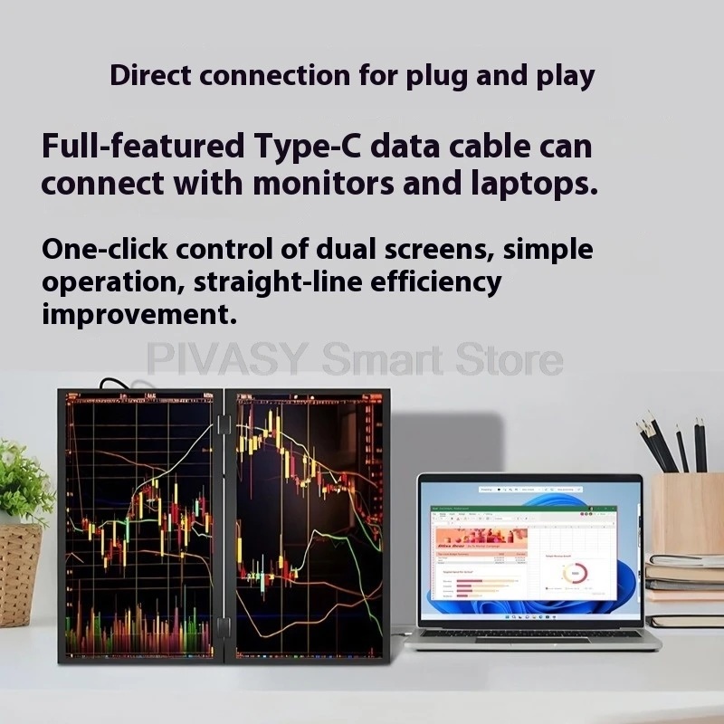 شاشة مزدوجة محمولة مقاس 18.5 بوصة مطوية IPS 1920*1080 Type-C HDMI 60 هرتز لتجارة مخزون الألعاب شاشة خارجية فعالة