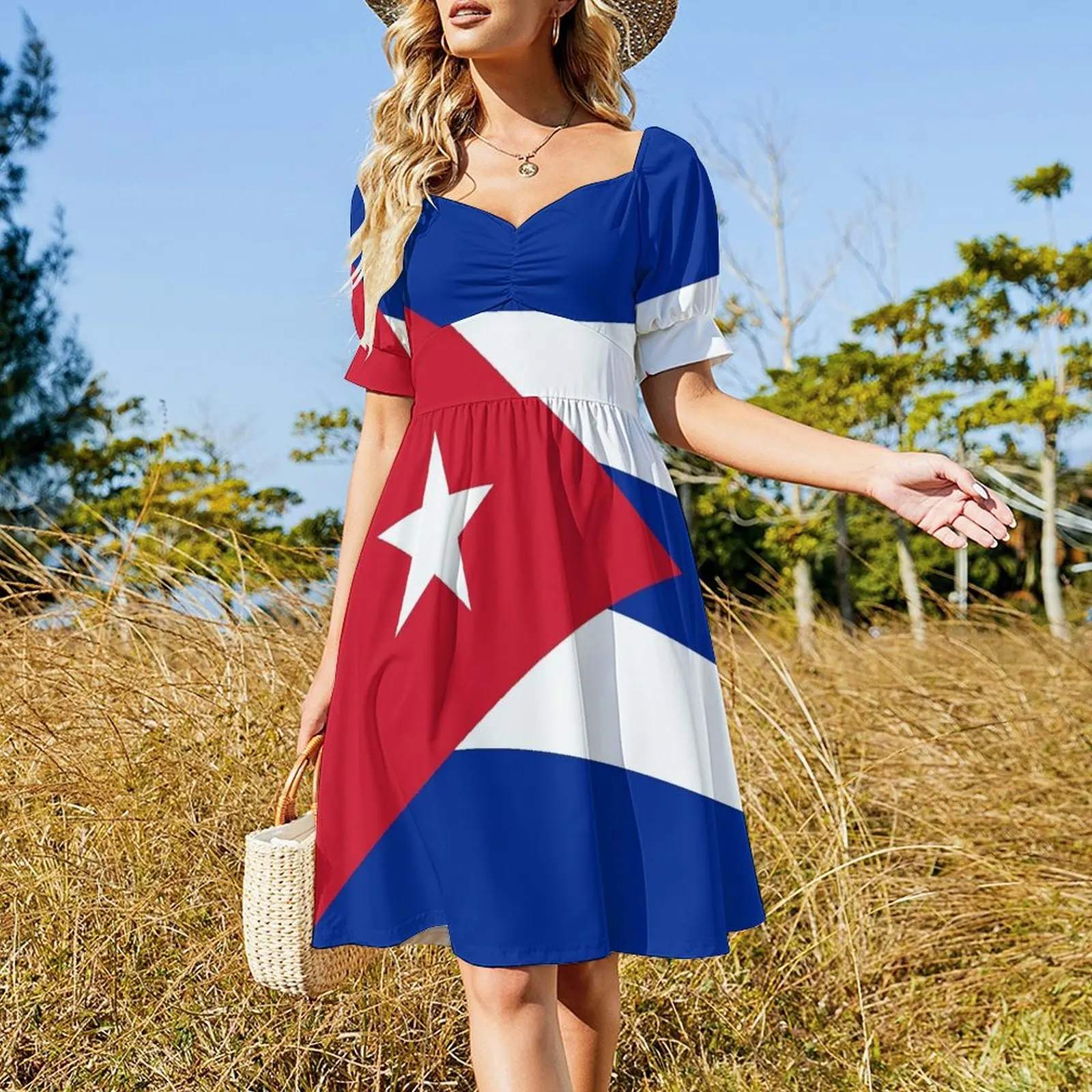 Cuban flag of Cuba Short Sleeved Dress women's summer clothing 2025 women's evening dresses luxury dresses Dress