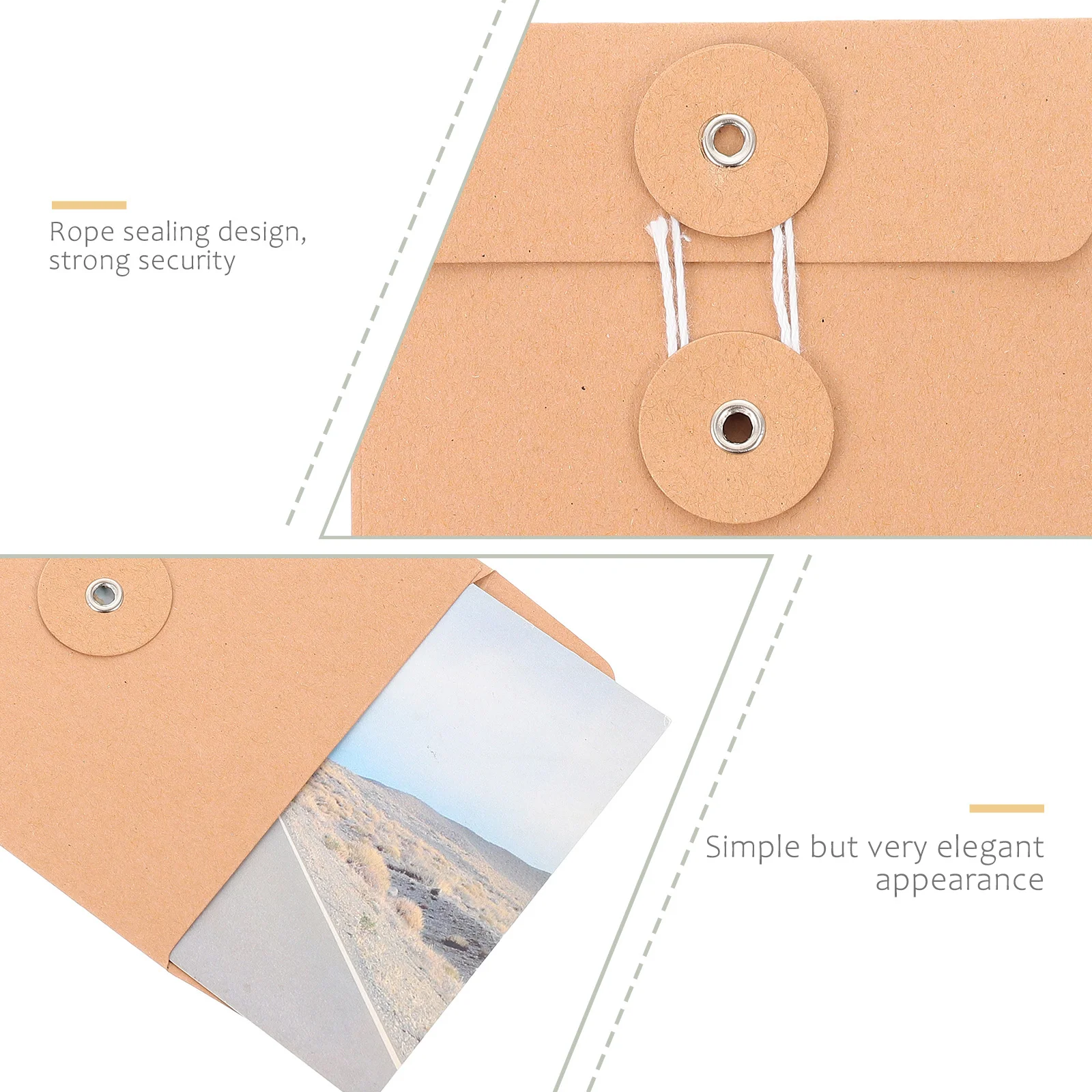 25 Pcs Profile Photo Bag Paper Document Pouch Pocket Storage String Filing Envelope Kraft Holder Office Accessory