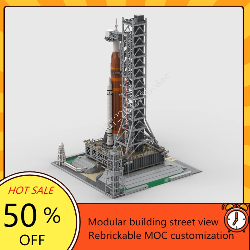 Décennie s de construction Artemis MOC, 5513 pièces, système de lancement spatial, pause, modulaire, créatif, vue sur la rue, modèle, architecture, bricolage, jouet, cadeaux