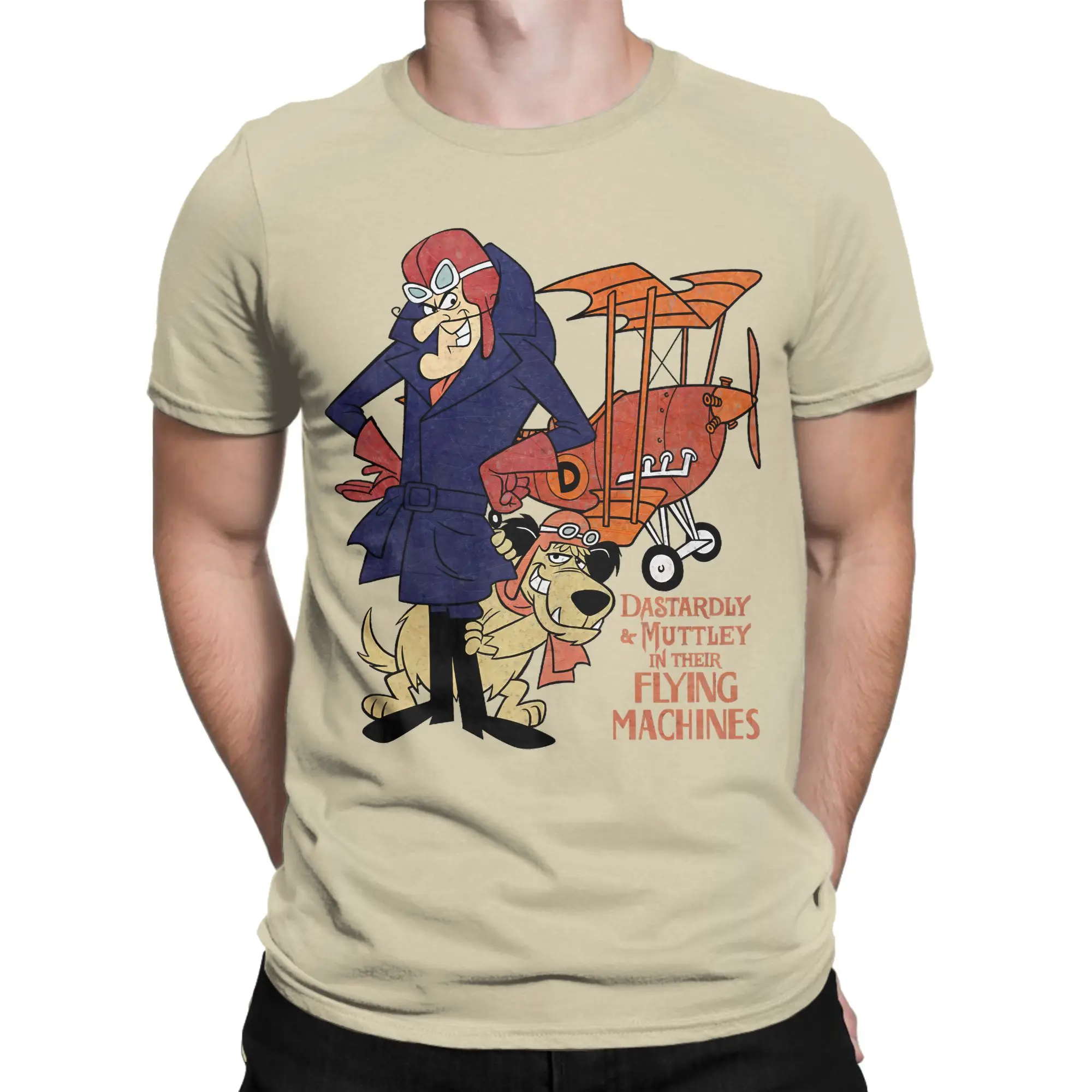 Men's T-Shirt Wacky Races Muttley Cartoon Novelty 100% Cotton Tees Short Sleeve  T Shirts Crew Neck Tops Plus Size