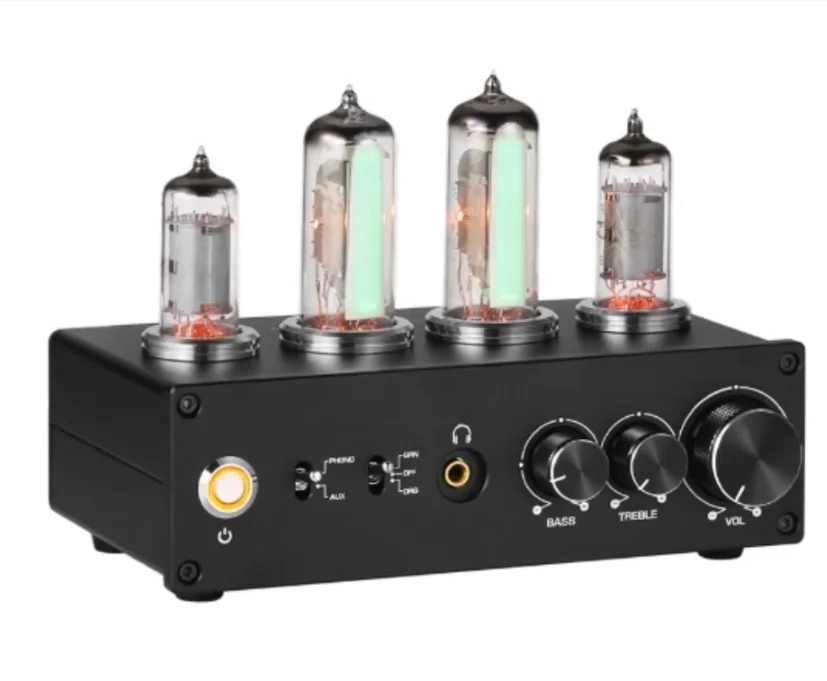 T9 Preamplifier 2x6E2 HiFi Electronic Tube Amplifier MM/MC Turntable Microphone Amplifier Phono Input 3.5mm Output