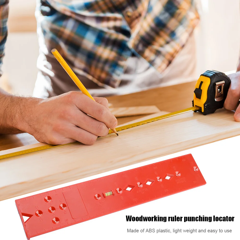 

Professional Drilling Guide Plastic Bubble Level Ruler Wooden Pillars Construction Pipe Hole Punch Locator Tool