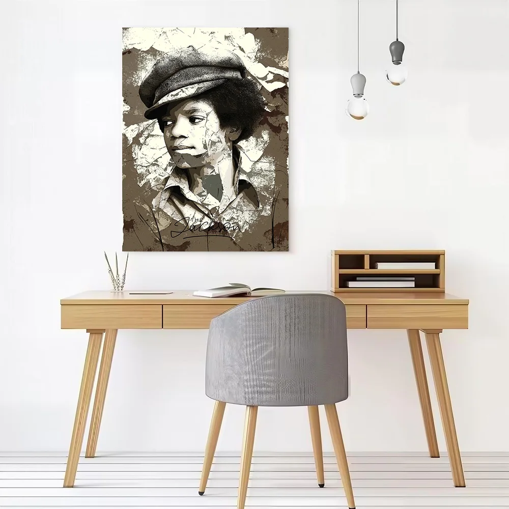 Young Michael Jackson Portrait Printed Canvas Poster Personalized High Quality Wall Art Paintings for Home Decor Living Room