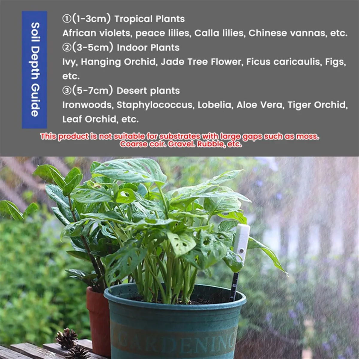 fitfit Soil Moisture Sensor Soil Temperature Humidity Tester Garden Plant Detector Planting Humidity Meter for Garden Lawn Farm